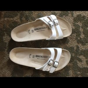 NWOT White two strap Birkenstocks with box